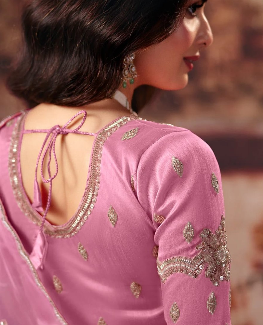 1011 - Soft Pink Designer Style Festive Wear Saree